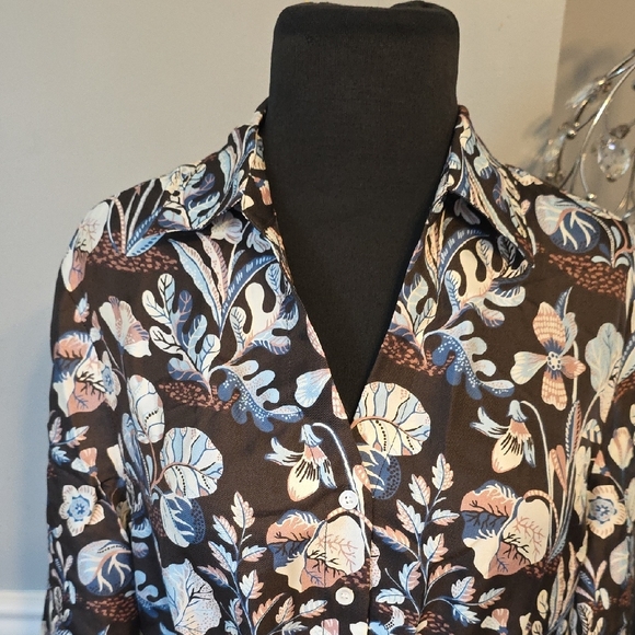 J. McLaughlin Black Floral Long Sleeve Dress - Picture 3 of 10